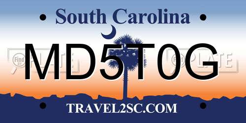 MD5T0G South Carolina License Plate