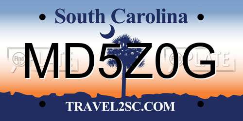 MD5Z0G South Carolina License Plate