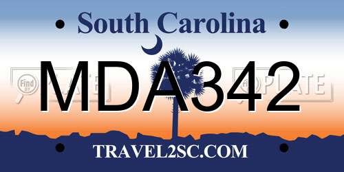 MDA342 South Carolina License Plate