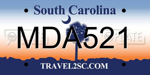 MDA521 South Carolina License Plate