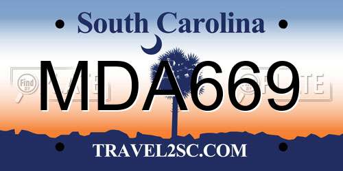 MDA669 South Carolina License Plate