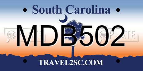 MDB502 South Carolina License Plate