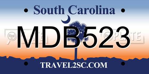 MDB523 South Carolina License Plate