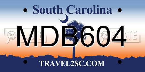 MDB604 South Carolina License Plate