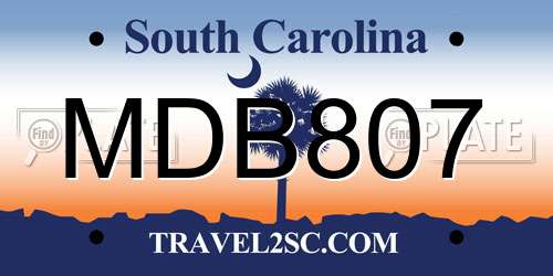 MDB807 South Carolina License Plate