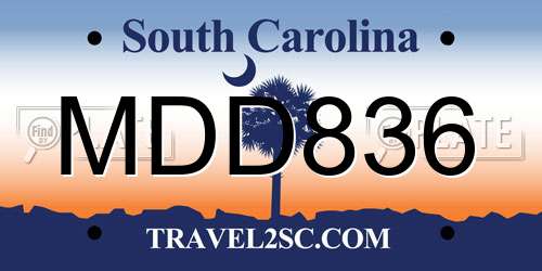 MDD836 South Carolina License Plate