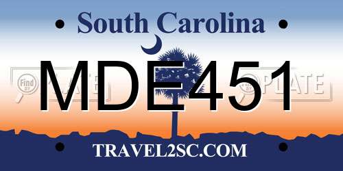 MDE451 South Carolina License Plate