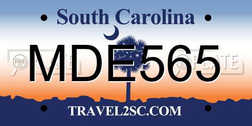 MDE565 South Carolina License Plate