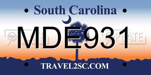 MDE931 South Carolina License Plate