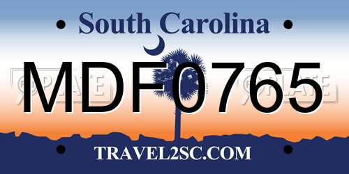 MDF0765 South Carolina License Plate