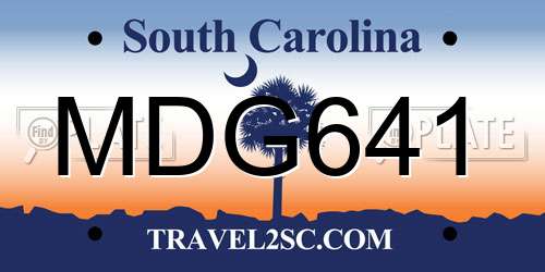 MDG641 South Carolina License Plate