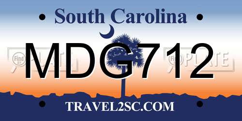 MDG712 South Carolina License Plate