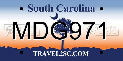 MDG971 South Carolina License Plate