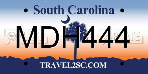 MDH444 South Carolina License Plate
