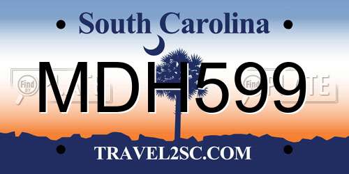 MDH599 South Carolina License Plate