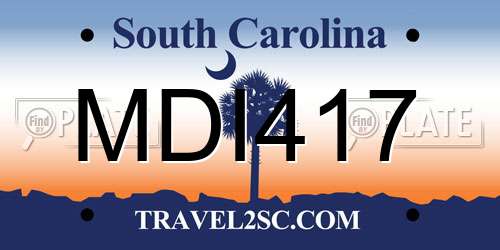 MDI417 South Carolina License Plate