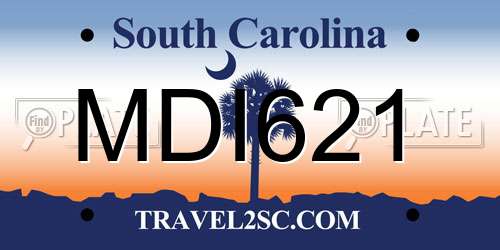 MDI621 South Carolina License Plate