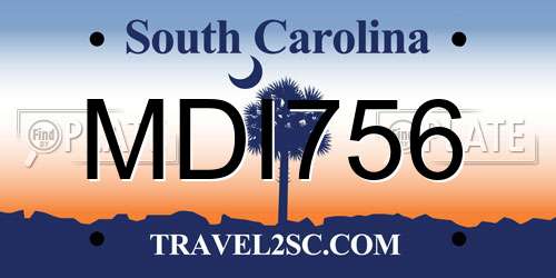 MDI756 South Carolina License Plate
