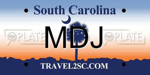MDJ South Carolina License Plate