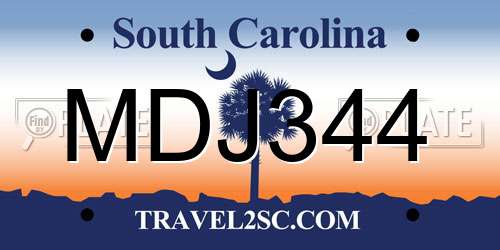 MDJ344 South Carolina License Plate