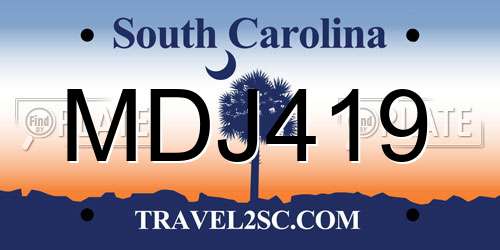 MDJ419 South Carolina License Plate