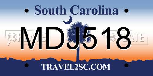 MDJ518 South Carolina License Plate