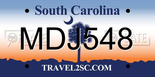 MDJ548 South Carolina License Plate