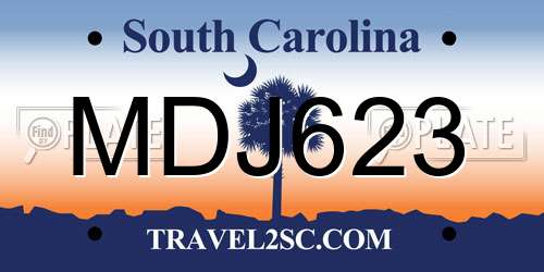 MDJ623 South Carolina License Plate