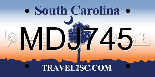 MDJ745 South Carolina License Plate