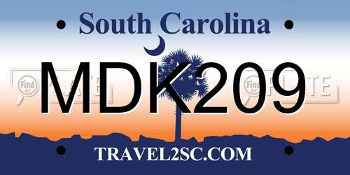 MDK209 South Carolina License Plate