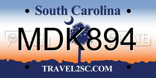 MDK894 South Carolina License Plate
