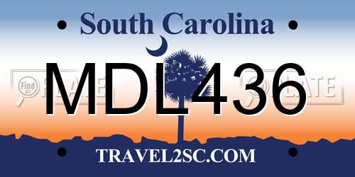 MDL436 South Carolina License Plate