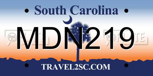 MDN219 South Carolina License Plate