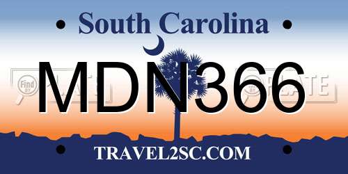 MDN366 South Carolina License Plate