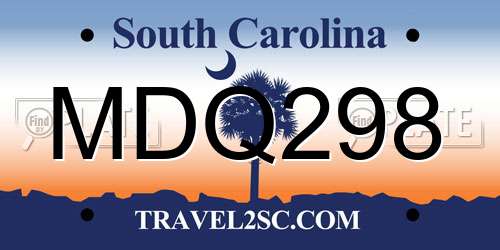 MDQ298 South Carolina License Plate