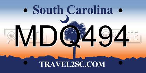 MDQ494 South Carolina License Plate
