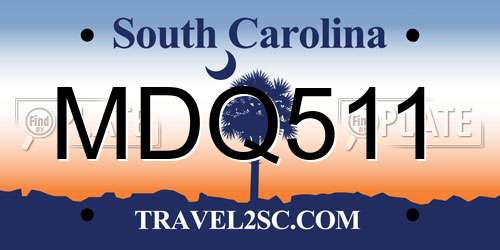 MDQ511 South Carolina License Plate