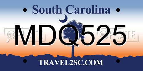 MDQ525 South Carolina License Plate