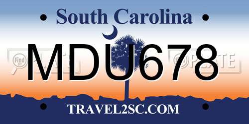 MDU678 South Carolina License Plate