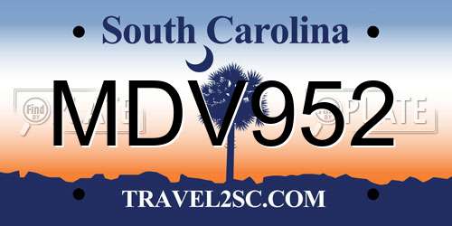 MDV952 South Carolina License Plate