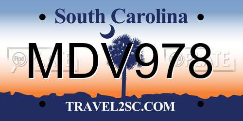 MDV978 South Carolina License Plate