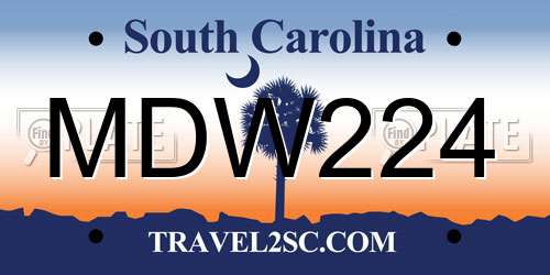 MDW224 South Carolina License Plate