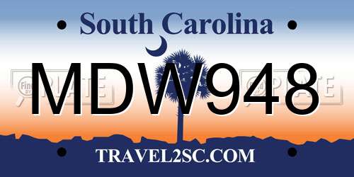 MDW948 South Carolina License Plate