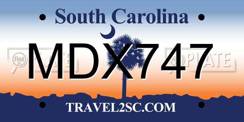 MDX747 South Carolina License Plate