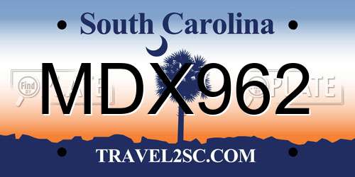 MDX962 South Carolina License Plate