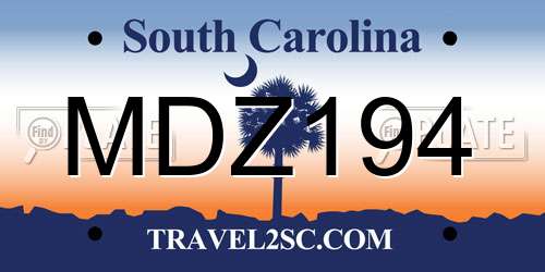 MDZ194 South Carolina License Plate