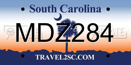 MDZ284 South Carolina License Plate