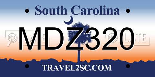MDZ320 South Carolina License Plate