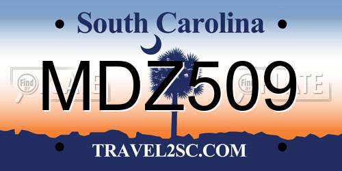 MDZ509 South Carolina License Plate