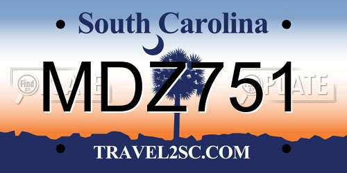 MDZ751 South Carolina License Plate